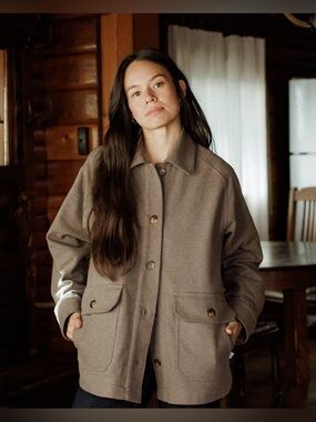 ‘ANIÁN Cottage Coat’ Wool-Blend Jacket in Taupe